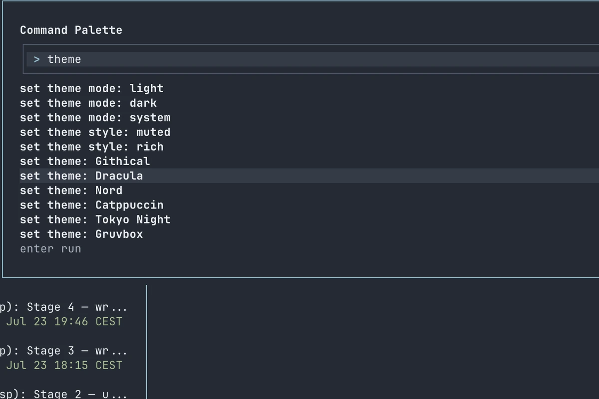 Githical · Command palette over the operation journal